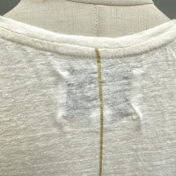 Swildens ivory linen slub lagenlook basic short sleeve boxy tee shirt size large - Picture 10 of 15